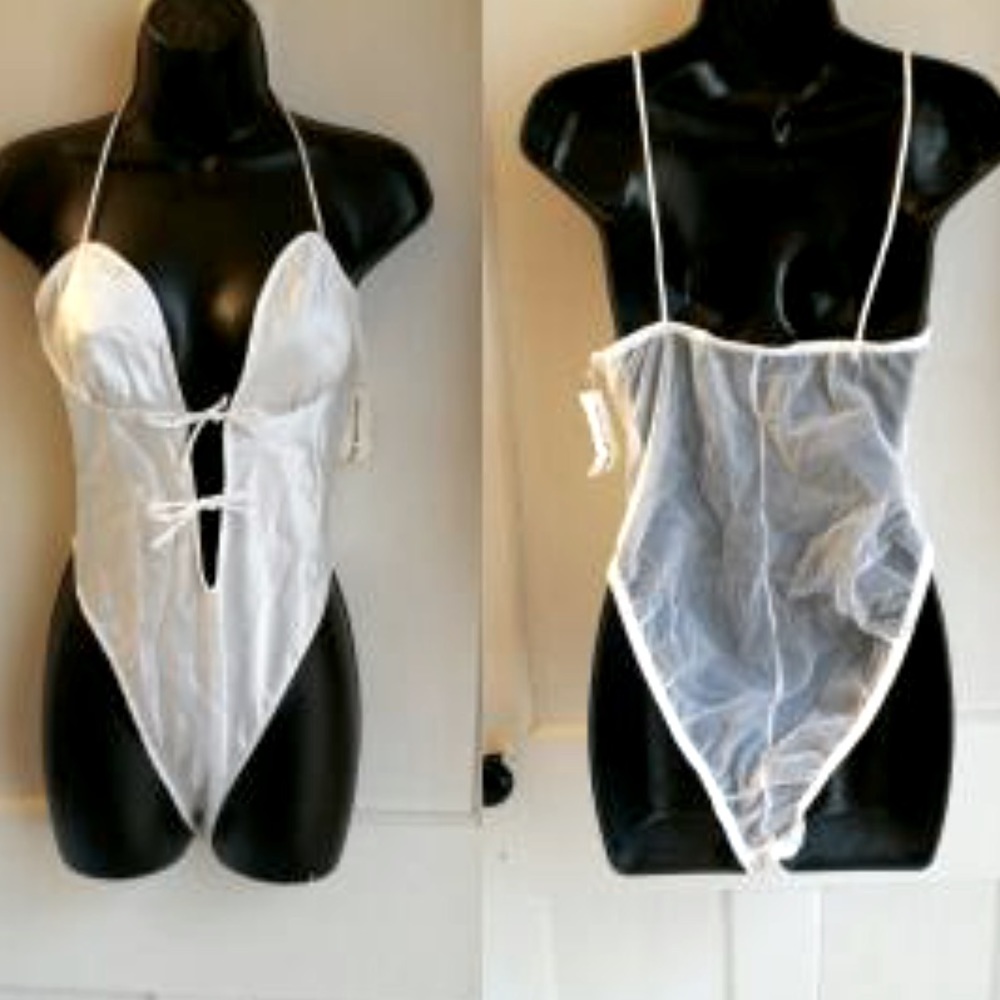 Vintage Y2K white front tie bodysuit